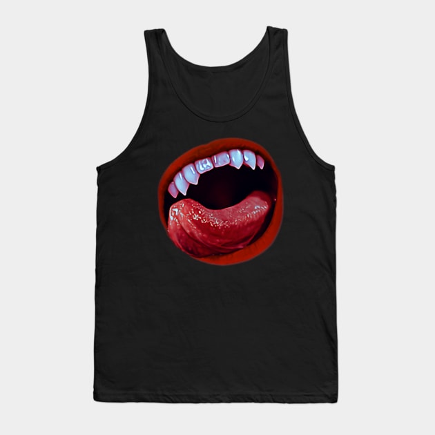 Vampire Snack Time | Fanged Vampire Lips Tank Top by Vampyre Zen